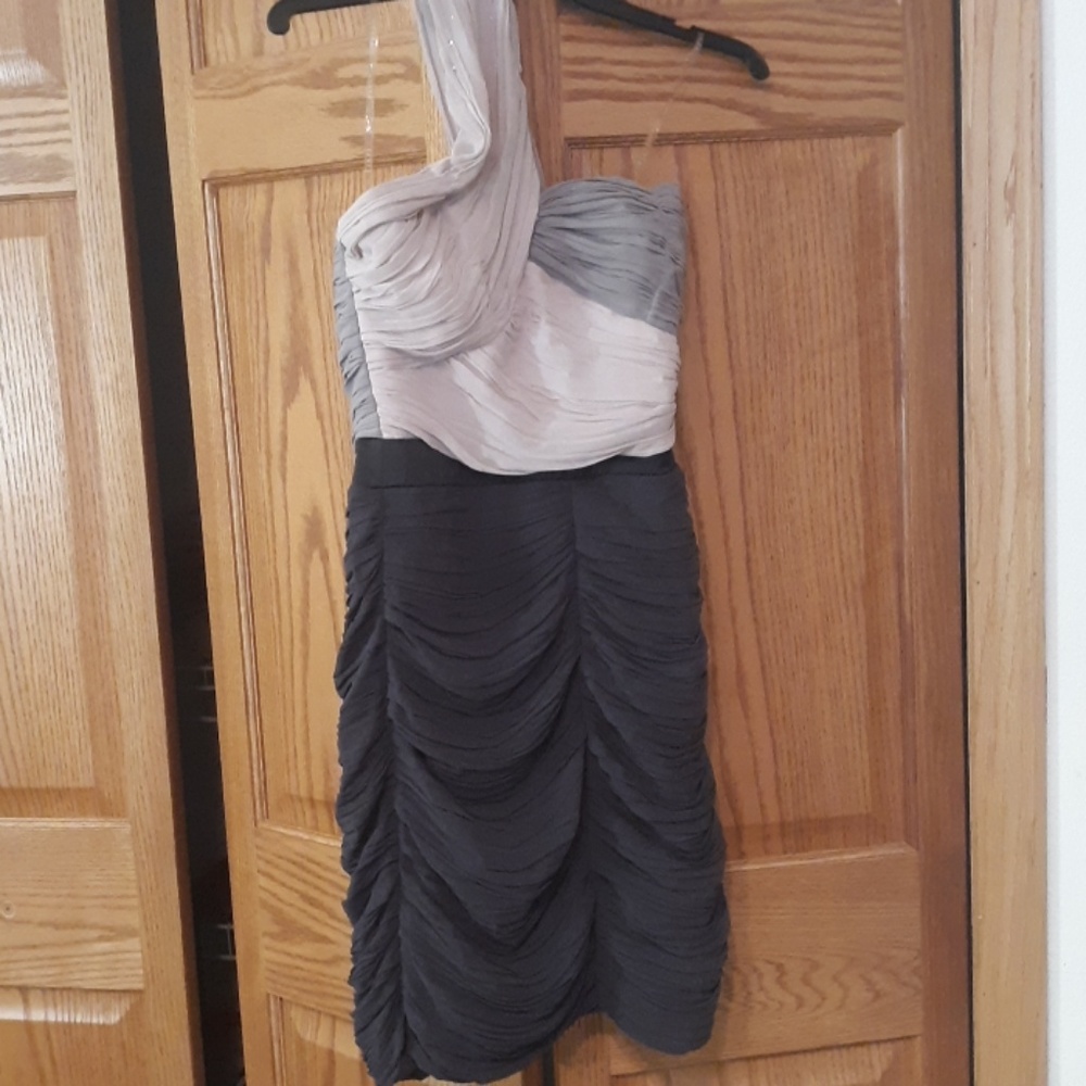 Lipsy one shoulder sleeveless pink and gray dress